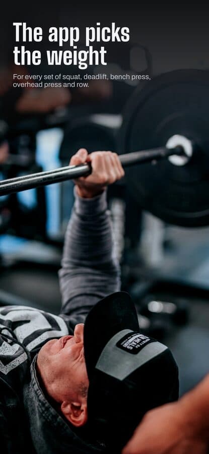 Latelift, a Kamply sample brand. Five iPhone App Store screenshots built from gym photographs: a bench press, a hand loading a plate, a phone on a tripod filming a set, a man with an earbud in, and a type-only price panel