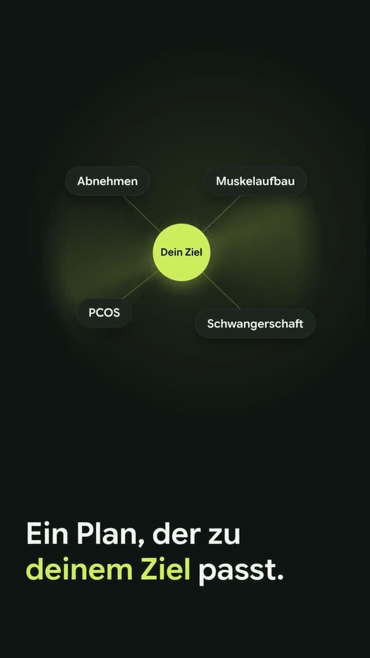 Poster frame of a 9:16 reel in German, a goal picker for a health app